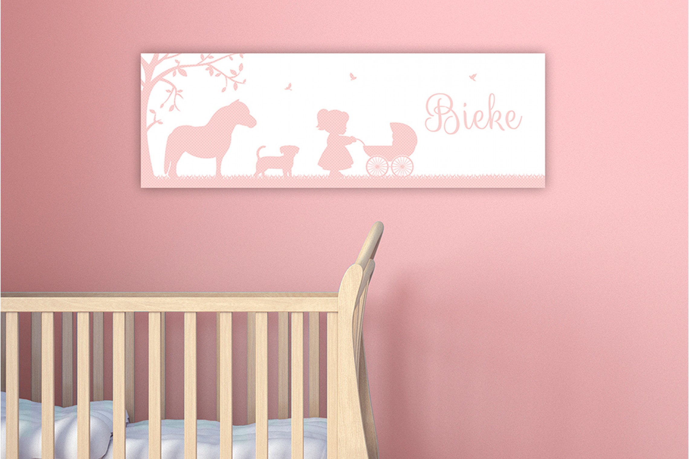 Meisje met kinderwagen